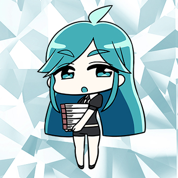 alexandrite (houseki no kuni), houseki no kuni, artist request, lowres, official art, 1other, ahoge, aqua background, aqua eyes, aqua hair, black jacket, black necktie, black shorts, book, book stack, chibi, chibi only, full body, gem uniform (houseki no kuni), holding, holding book, jacket, long hair, looking at viewer, necktie, open mouth, other focus, puffy short sleeves, puffy sleeves, short shorts, short sleeves, shorts