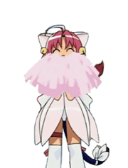 mew ichigo, momomiya ichigo, nakahara komugi, nurse witch komugi-chan, tokyo mew mew, animated, animated gif, lowres, 1girl, ^ ^, ahoge, animal ears, animal hands, bell, bow, braid, cat tail, choker, closed eyes, cosplay, female focus, jingle bell, jumping, pink hair, pom pom (cheerleading), simple background, solo, tail, tail bow, tail ornament, thigh strap, thighhighs, white background, white thighhighs