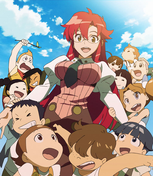 maosha, nakim, yoko littner, yomako, tengen toppa gurren lagann, anime screenshot, > <, 00s, 6+boys, 6+girls, age difference, aged up, alternate hairstyle, black hair, blonde hair, breasts, brown hair, child, closed eyes, cloud, day, freckles, glasses, grin, hair down, hair over eyes, large breasts, long hair, missing tooth, multiple boys, multiple girls, necktie, no nose, nose bubble, ponytail, red hair, sky, smile, teacher, twig, twintails, very long hair, yellow eyes