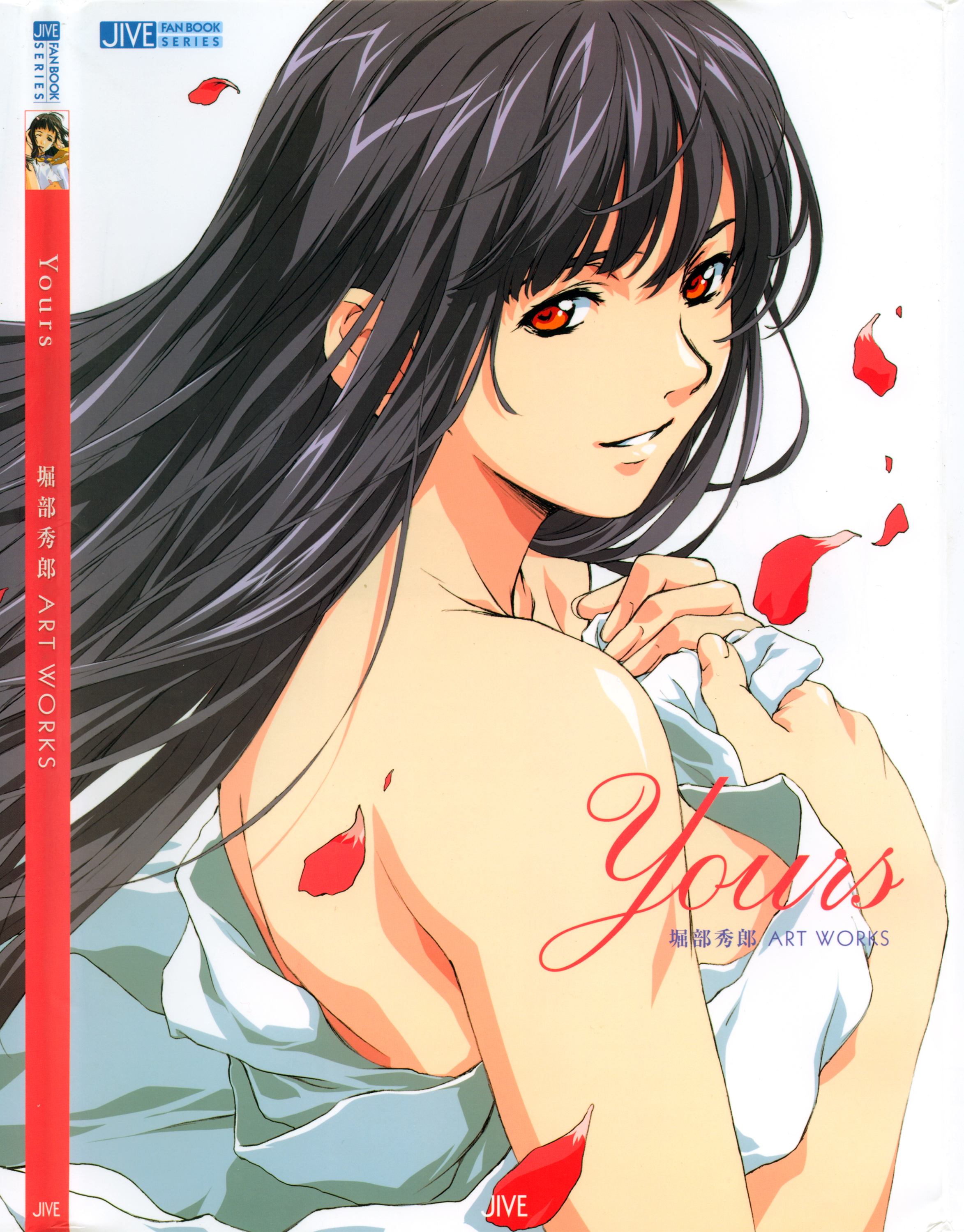 horibe hiderou, original, yours (art book), absurdres, highres, 1girl, black hair, english text, female focus, solo