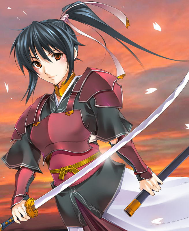azu, original, 1girl, armor, female focus, katana, solo, sword, weapon