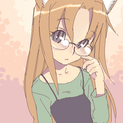 hijiri rei, lowres, adjusting eyewear, animal ears, cat ears, glasses, long hair, oekaki, slit pupils, solo