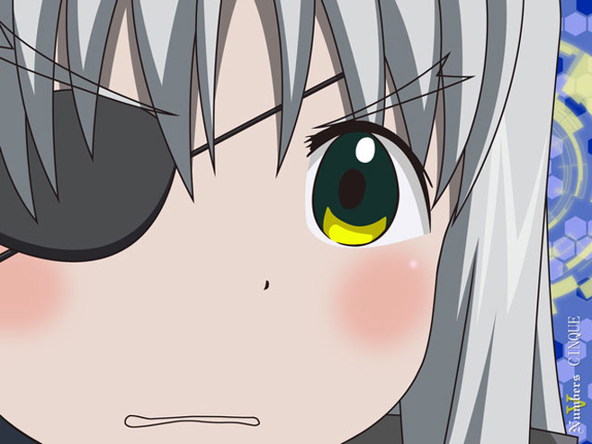 cinque (nanoha), numbers (nanoha), lyrical nanoha, mahou shoujo lyrical nanoha, mahou shoujo lyrical nanoha strikers, 00s, eyepatch, gununu (meme), meme, solo