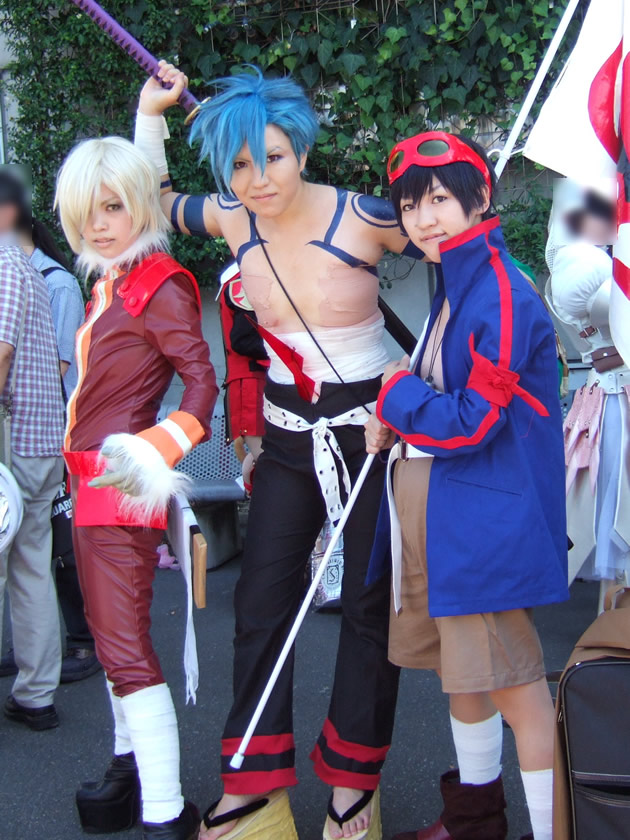 kamina (ttgl), simon (ttgl), viral (ttgl), tengen toppa gurren lagann, cosplay photo, photo (medium), cosplay, crossdressing, tape