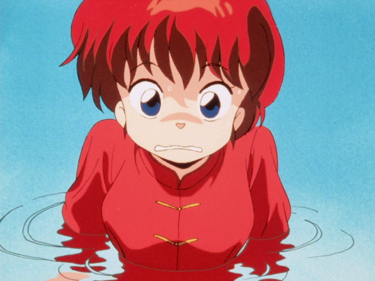 charupopu, ranma-chan, saotome ranma, ranma 1/2, 1girl, braid, chinese clothes, genderswap, genderswap (mtf), red hair, single braid, solo, tangzhuang, water, wet, wet clothes