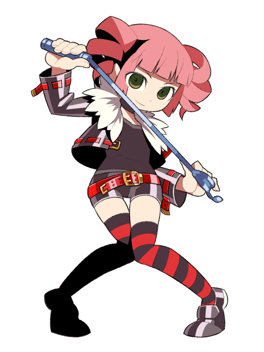 himukai yuuji, dark hunter, dark hunter (sekaiju), dark hunter 4, atlus, etrian odyssey, black shoes, drill hair, legs, pink hair, shoes, solo, thighhighs, whip