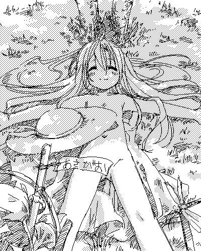 crusoe, original, lowres, 1girl, female focus, greyscale, monochrome, nude, solo