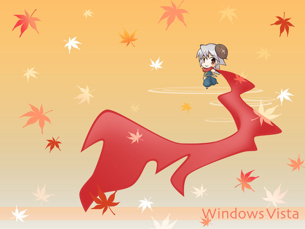 visbou, os-tan, 1girl, chibi, chibi only, female focus, leaf, ninja, scarf, solo