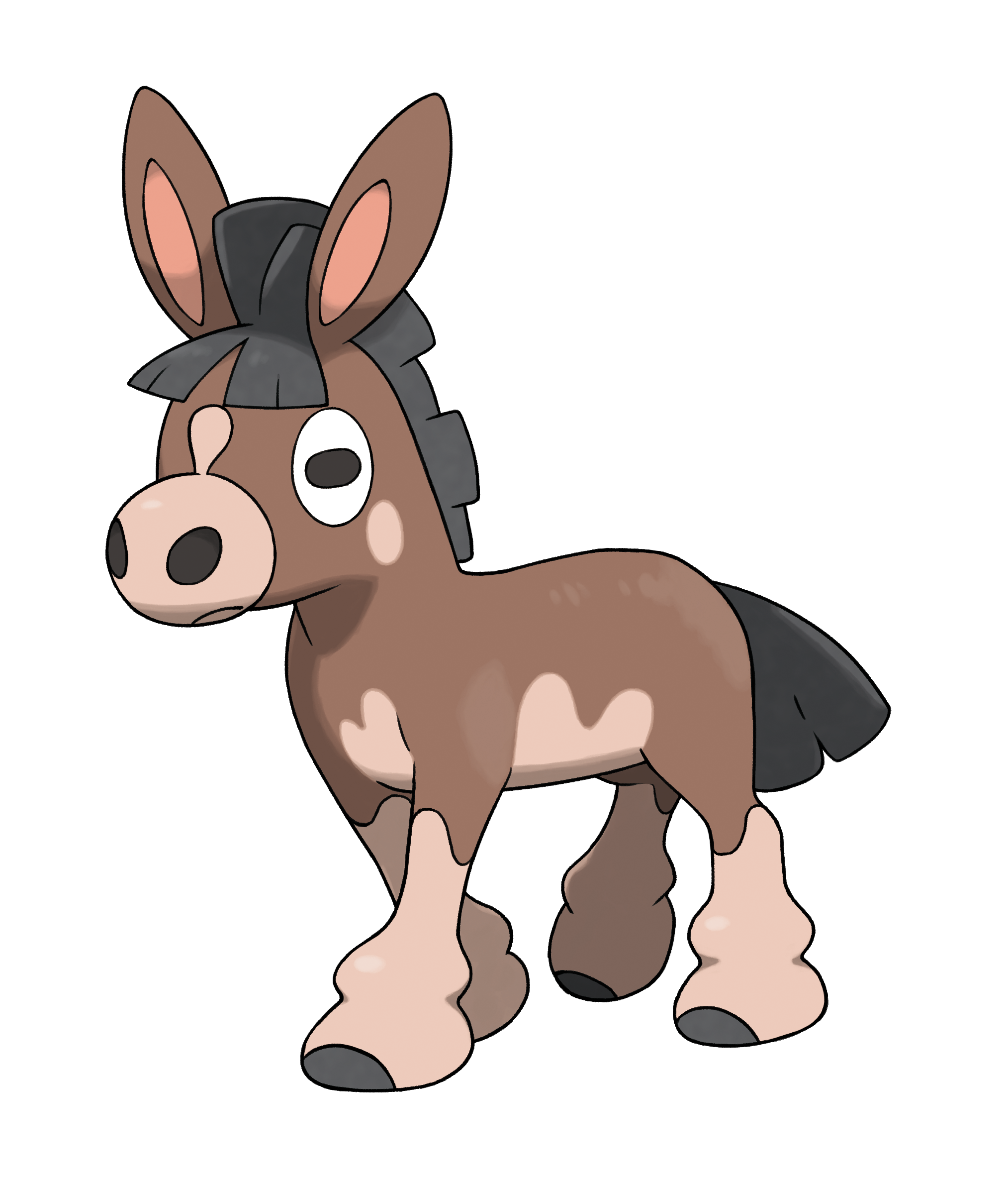 mudbray, nintendo, pokemon, pokemon sm, artist request, highres, official art, second-party source, black eyes, black tail, brown fur, closed mouth, donkey, full body, gen 7 pokemon, horizontal pupils, no humans, pokemon (creature), pokemon focus, solo, transparent background
