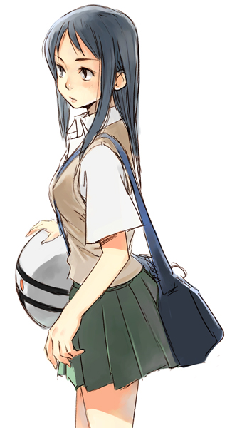 harakawa tamako, dennou coil, 00s, bag, school uniform, serafuku, solo, sweater, sweater vest, vest