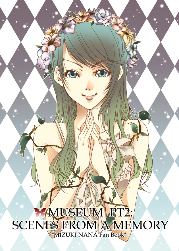 orito, original, blue eyes, flower, green hair, pale skin, smile, solo