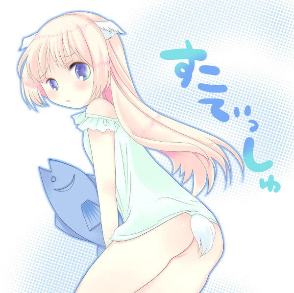 tsukihito, original, tagme, animal ears, cat ears, no panties, solo