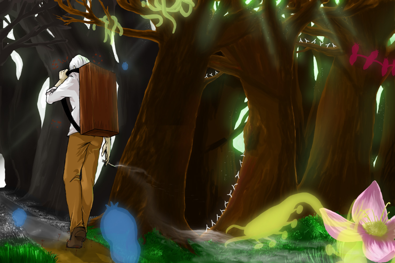 ginko (mushishi), mushishi, tagme, 1boy, cigarette, male focus, smoking, solo