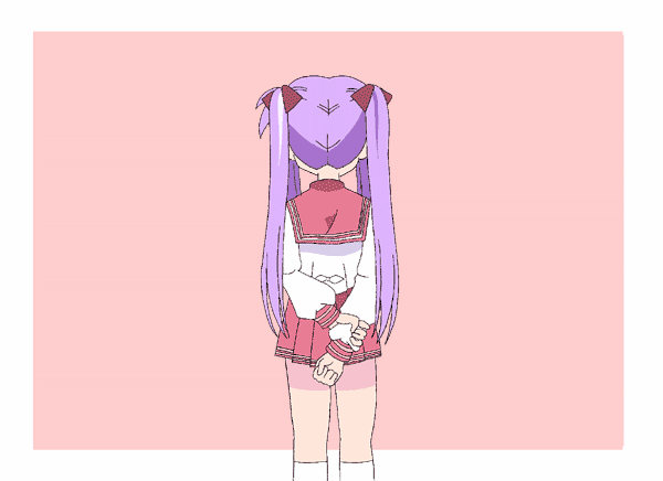 yume biyori, hiiragi kagami, lucky star, animated, animated gif, 00s, long hair, purple eyes, purple hair, ribbon, school uniform, serafuku, solo, twintails