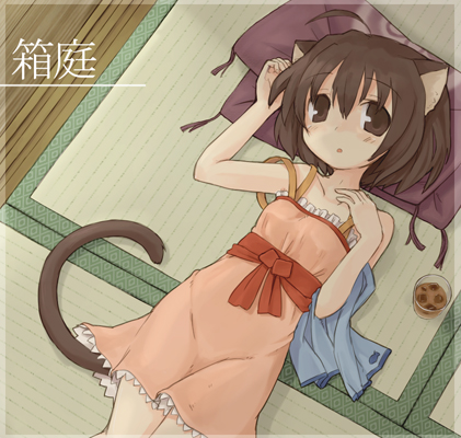 7010, original, lowres, animal ears, cat ears, cat tail, dress, solo, tail