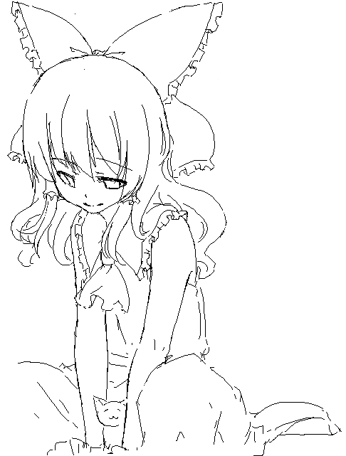 sakuraba yuuki, hakurei reimu, touhou, 1girl, female focus, greyscale, monochrome, oekaki, solo, white background