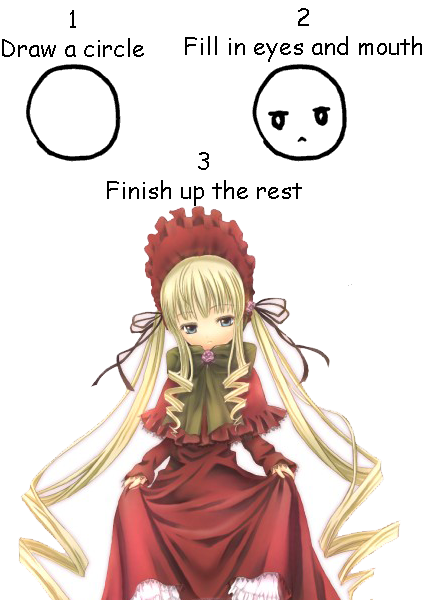 shinku, rozen maiden, drawing, 1girl, blonde hair, female focus, how to, how to draw an owl (meme), meme, parody, solo, text focus