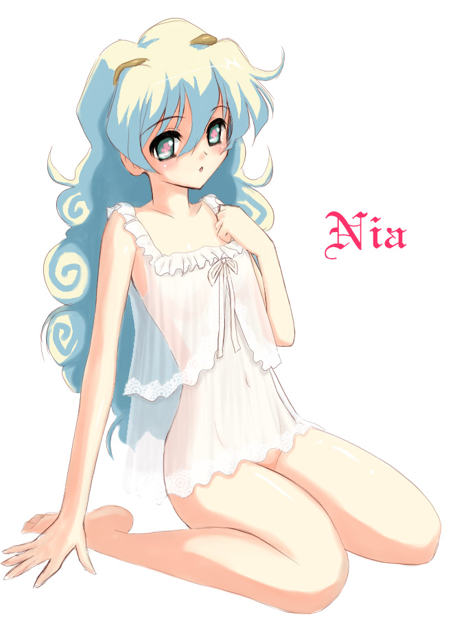 niwatori kokezou, nia teppelin, tengen toppa gurren lagann, 00s, barefoot, bottomless, chemise, flat chest, solo