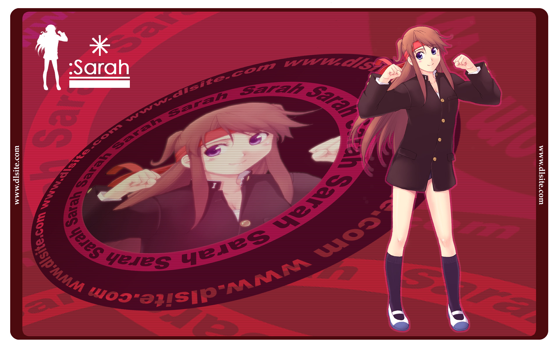 you haruka, sarah (you haruka), dlsite.com, original, highres, gakuran, headband, school uniform, serafuku, shoes, solo, uwabaki, zoom layer