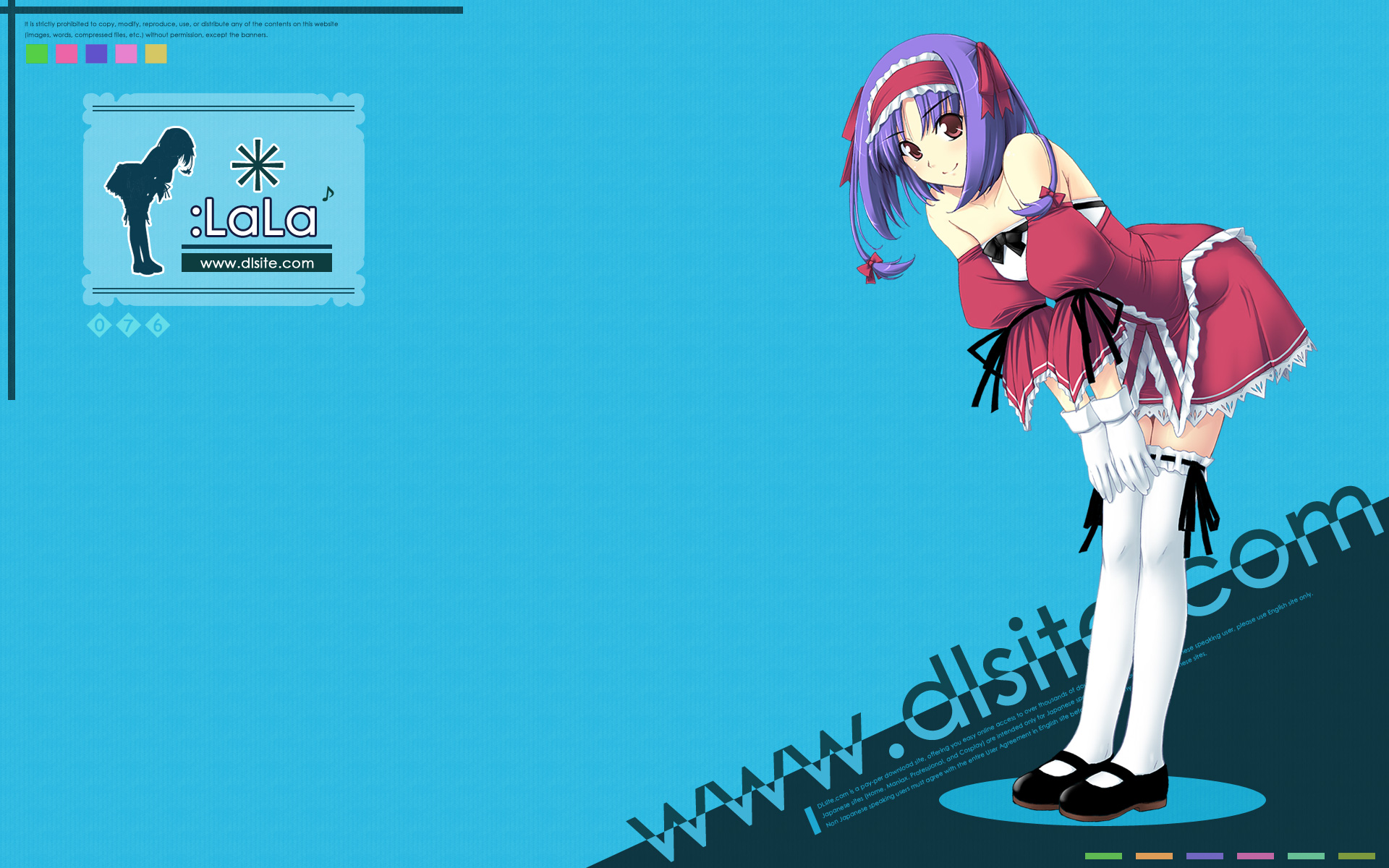 you haruka, rara (you haruka), dlsite.com, original, highres, 1girl, bent over, female focus, maid, purple hair, shoes, solo, thighhighs, zettai ryouiki