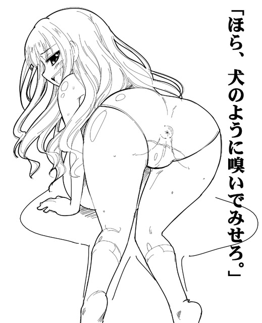 evangeline a.k. mcdowell, mahou sensei negima!, translated, 00s, ass, greyscale, monochrome, panties, solo, underwear, vampire