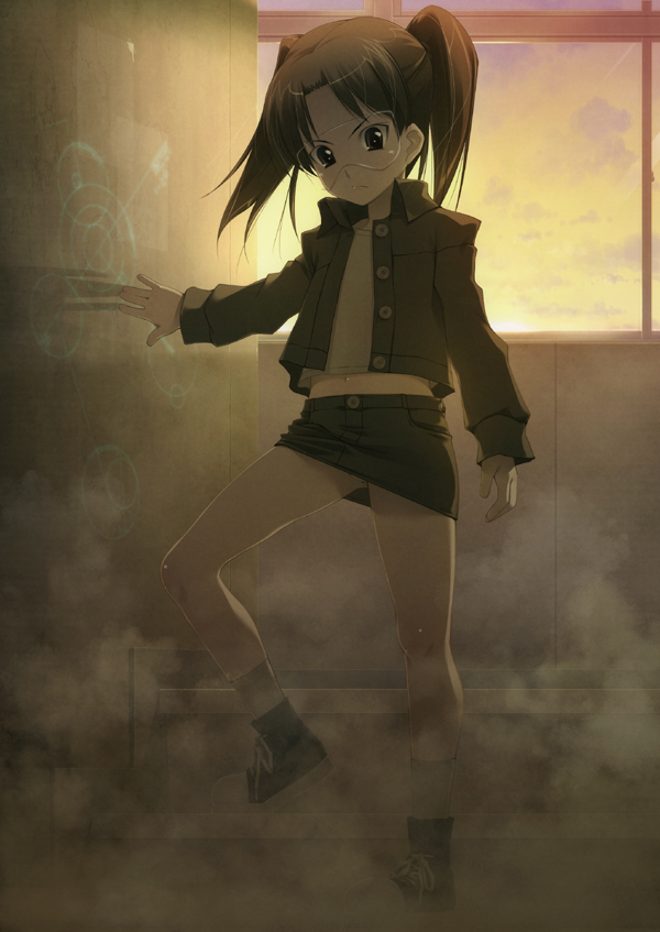chinchickrin, amasawa yuuko, dennou coil, 00s, brown hair, glasses, short hair, solo, twintails