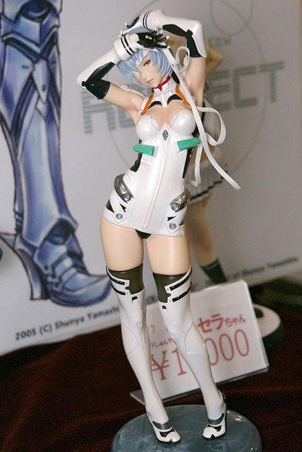 yamashita shun'ya, ayanami rei, neon genesis evangelion, jpeg artifacts, photo (medium), 1girl, adapted costume, aged up, armpits, arms up, bandage over one eye, bandages, black socks, black thighhighs, blouse, blue hair, blurry, boots, breasts, character name, cleavage, cleavage cutout, clothing cutout, dated, depth of field, dress, elbow gloves, female focus, figure, full body, gloves, hair between eyes, half-closed eyes, head tilt, high heel boots, high heels, kneehighs, leaning to the side, leotard, lips, mecha pilot suit, miniskirt, plugsuit (evangelion), red eyes, shirt, shoes, short dress, short hair, skirt, small breasts, socks, solo, standing, thigh boots, thighhighs, thighs, turtleneck, white shirt, white socks, white thighhighs, zettai ryouiki