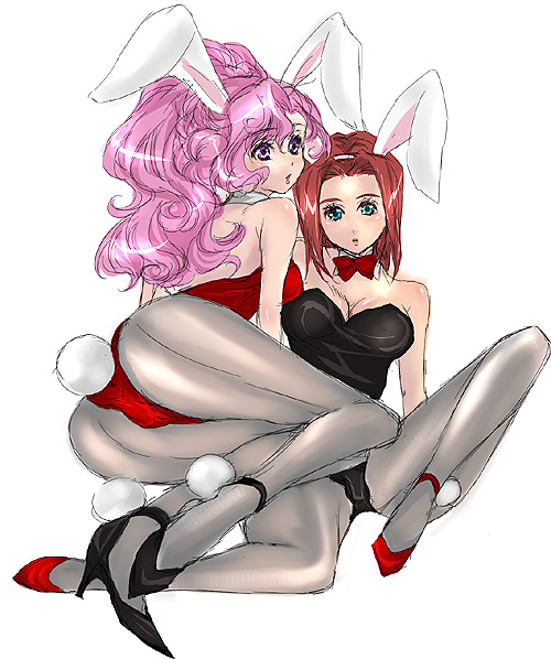 euphemia li britannia, kouzuki kallen, code geass, 00s, 2girls, animal ears, fake animal ears, leotard, multiple girls, pantyhose, playboy bunny, rabbit ears