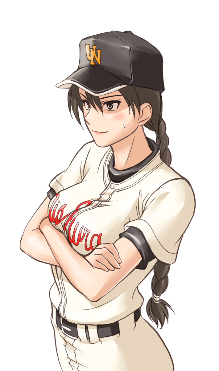 g-tetsu, momoe maria, ookiku furikabutte, screencap, uniform, highres, 00s, 1girl, baseball, breasts, female focus, solo