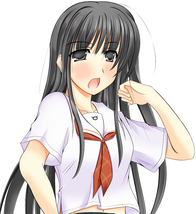 shio, futami eriko, kimi kiss, tagme, blush, school uniform, serafuku, solo