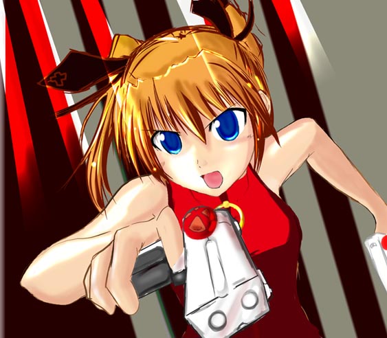 cross mirage, teana lanster, lyrical nanoha, mahou shoujo lyrical nanoha, mahou shoujo lyrical nanoha strikers, 00s, 1girl, blue eyes, female focus, gun, handgun, solo, weapon