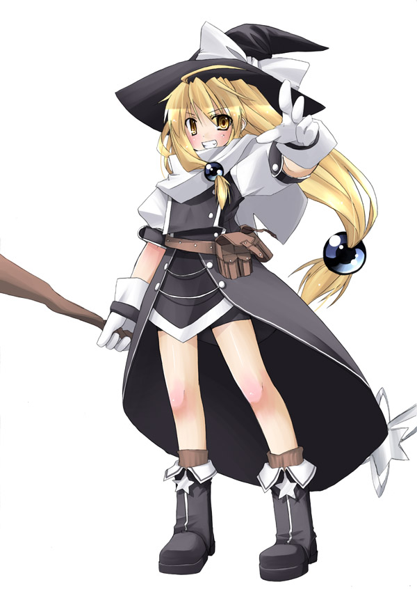 yuuki eishi, kirisame marisa, touhou, 1girl, blonde hair, broom, female focus, hat, solo, witch, witch hat