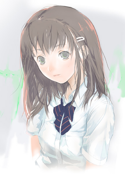 fuyuno haruaki, 1girl, female focus, hair ornament, hairclip, school uniform, serafuku, solo