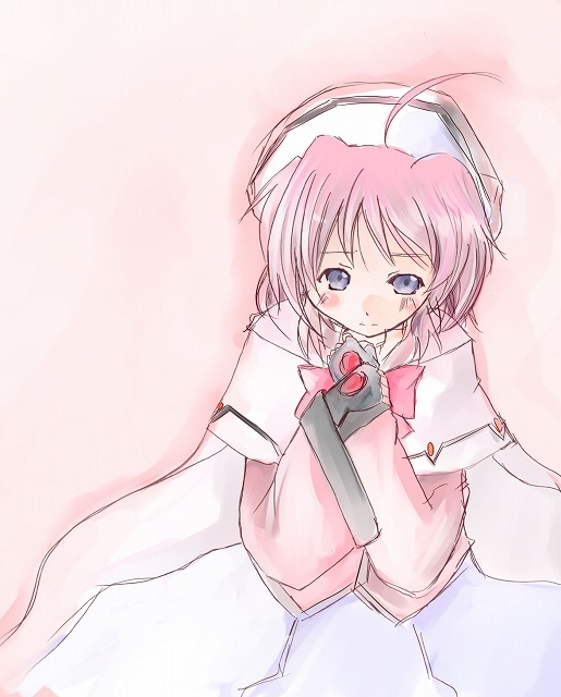 ogu, caro ru lushe, kerykeion (nanoha), lyrical nanoha, mahou shoujo lyrical nanoha, mahou shoujo lyrical nanoha strikers, 00s, 1girl, ahoge, cape, coat, female focus, fingerless gloves, gloves, hat, magical girl, pink hair, solo