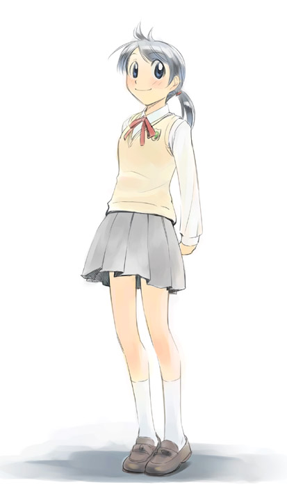 ikeda jun (mizutamari), original, school uniform, serafuku, solo, sweater, sweater vest, vest