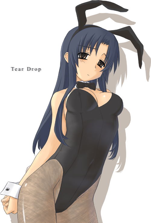 tsuina, kashiwagi chizuru, kizuato, 1girl, animal ears, fake animal ears, female focus, leotard, pantyhose, playboy bunny, rabbit ears, simple background, solo