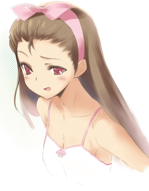 kawata hisashi, minase iori, idolmaster, idolmaster (classic), idolmaster 1, 00s, camisole, flat chest, hair ribbon, ribbon, solo