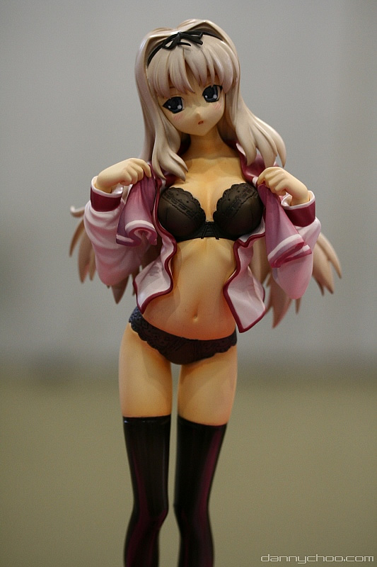 kusugawa sasara, to heart (series), to heart 2, photo (medium), 00s, 1girl, blonde hair, bra, female focus, figure, figure (medium), lingerie, no pants, panties, school uniform, serafuku, solo, thighhighs, underwear
