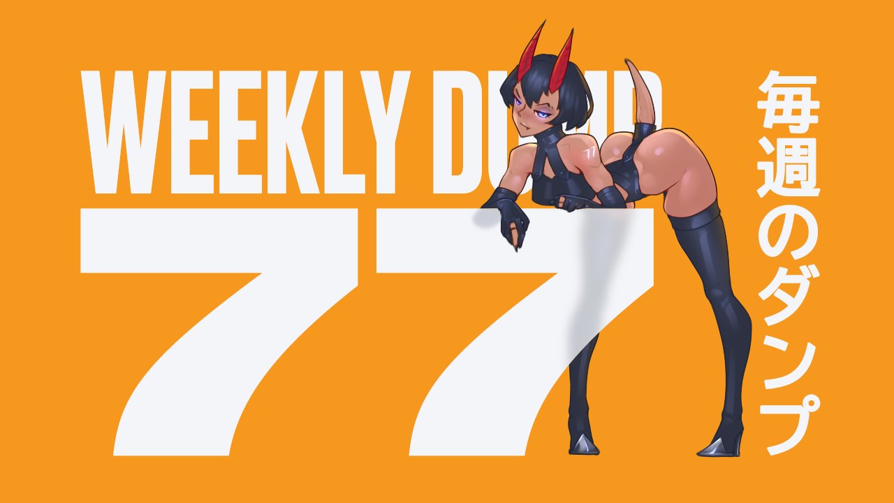 tailbox, original, 1girl, black hair, black thighhighs, blue eyes, closed mouth, demon girl, demon horns, full body, horns, leaning forward, leaning on object, orange background, red horns, revealing clothes, short hair, short tail, standing, tail, thighhighs