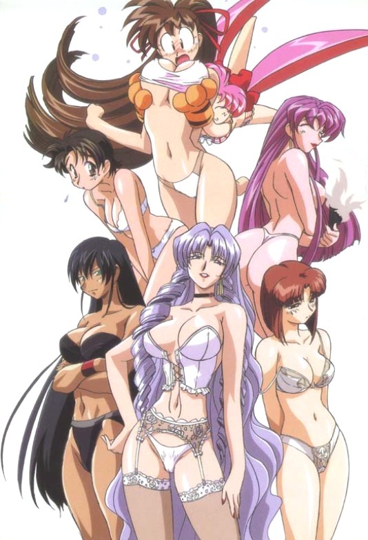 kimura takahiro, jahana reimi, jyahana reimi, kubota jun, kusunoki manami, masuda chiho, takeuchi yuka, yajima satomi, yuuki ayako, variable geo, lace-trimmed legwear, official art, 6+girls, age difference, animal hands, arms behind back, ass, back, black hair, black panties, bra, breasts, brown hair, bustier, choker, cleavage, closed eyes, corset, covering nipples, covering privates, crossed arms, dark-skinned female, dark skin, drill hair, earrings, garter belt, gloves, grabbing another's breast, green eyes, groping, hair ribbon, hand fan, hand on own hip, hip focus, jewelry, lace, lace bra, lace panties, lace trim, large breasts, leaning forward, lingerie, lipstick, long hair, makeup, multiple girls, one eye closed, panties, paw gloves, pink hair, plaid bra, plaid clothes, plaid panties, ponytail, purple hair, red hair, ribbon, short hair, sideboob, smile, strap slip, strapless, strapless bra, surprised, thighhighs, thong, topless female, twin drills, twintails, underboob, underwear, underwear only, very long hair, white bra, white panties, wink, wristband