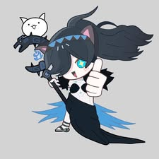 dark kasli (nyanko daisensou), kasli (nyanko daisensou), nyanko daisensou, lowres, 1girl, animal ears, black hair, blue eyes, cat ears, long hair
