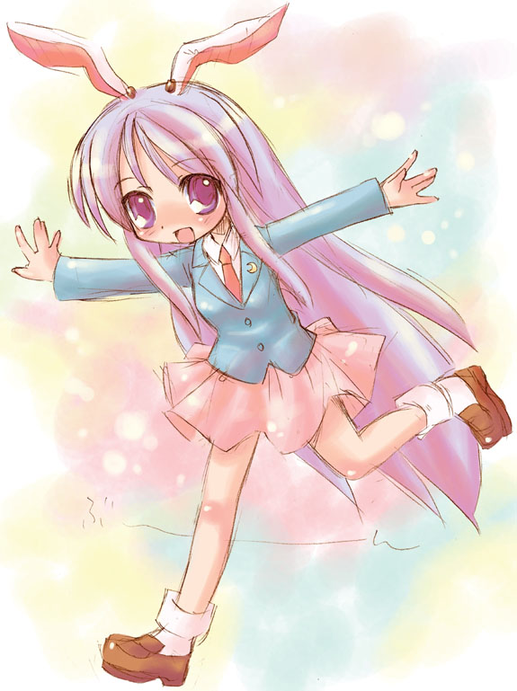 miromiro mumu, reisen udongein inaba, touhou, 1girl, animal ears, female focus, full body, gradient background, rabbit ears, solo