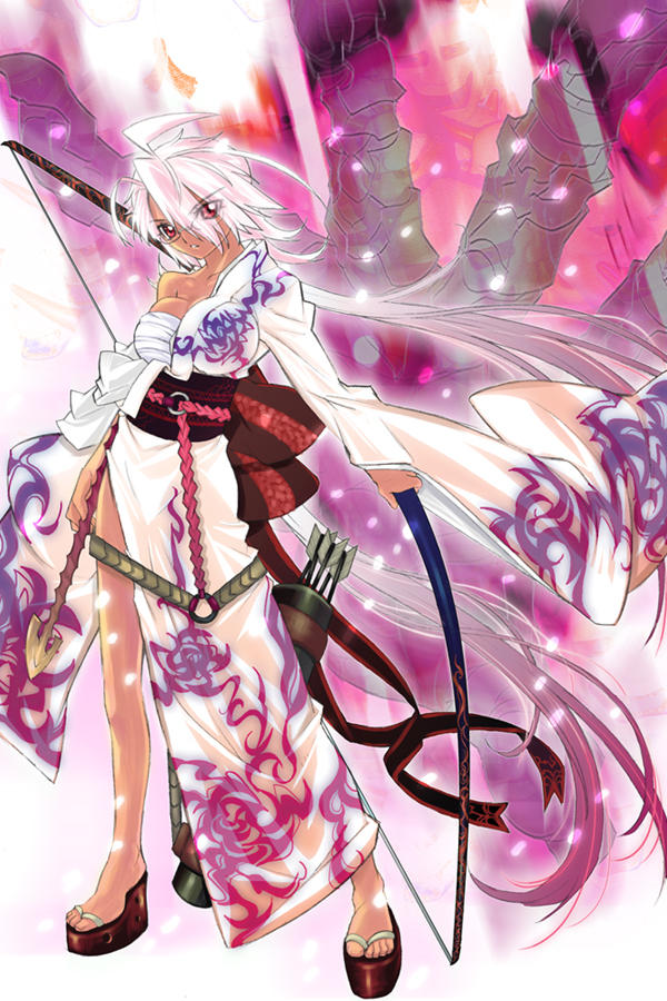 nagy, original, bow (weapon), flower, glasses, japanese clothes, kimono, solo, weapon