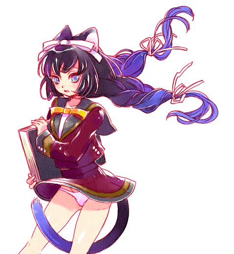 poitanu, animal ears, cat ears, cat tail, panties, solo, tail, underwear