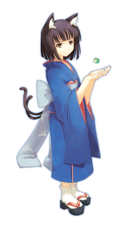 dasoku sentarou, original, animal ears, cat ears, cat tail, full body, japanese clothes, kimono, simple background, solo, standing, tabi, tail, white background