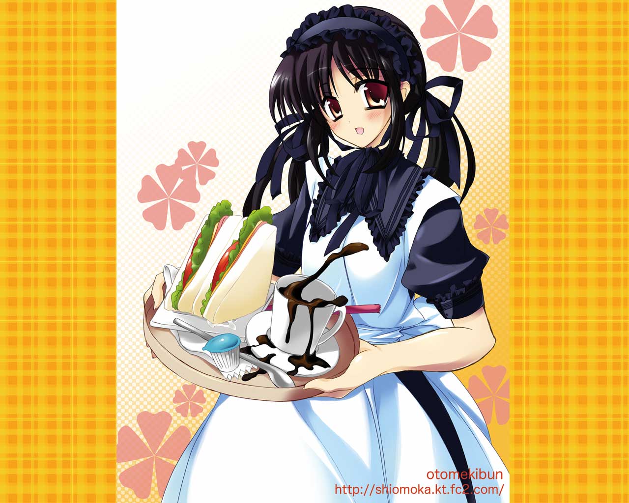 sanshoku amido, original, tagme, coffee, food, maid, sandwich, solo