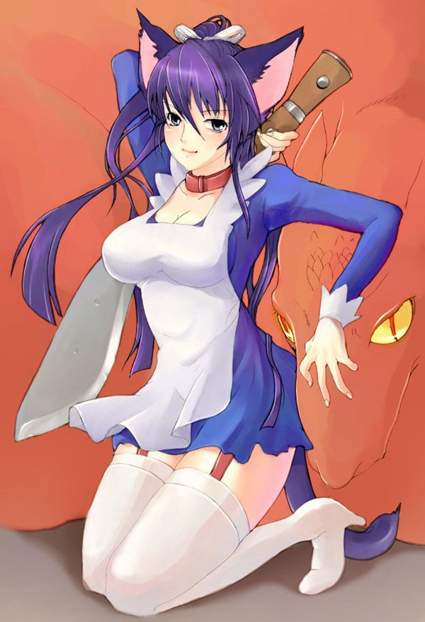 mayumi, original, animal ears, cat ears, maid, solo, thighhighs, zettai ryouiki