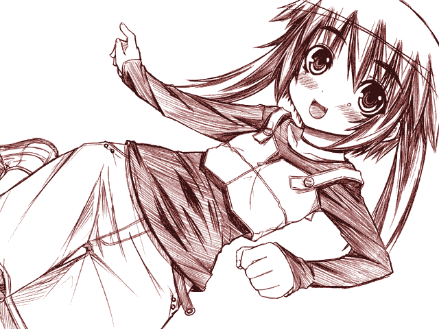 chikuwa (artist), chikuwa (tikuwa), original, eyebrows, 1girl, bad anatomy, bad proportions, dutch angle, female focus, long hair, long sleeves, looking at viewer, monochrome, poorly drawn, simple background, sketch, solo, sweater, twintails, vest, white background