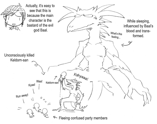baldur's gate, tagme, translated, animification, comic, english text, greyscale, monochrome, sketch