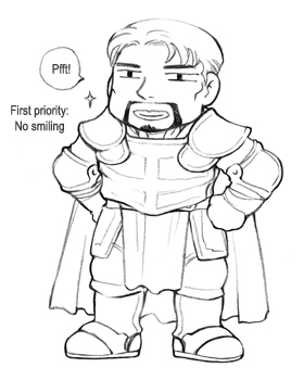 anomen, baldur's gate, lowres, translated, 1boy, comic, english text, greyscale, male focus, monochrome, sketch, solo